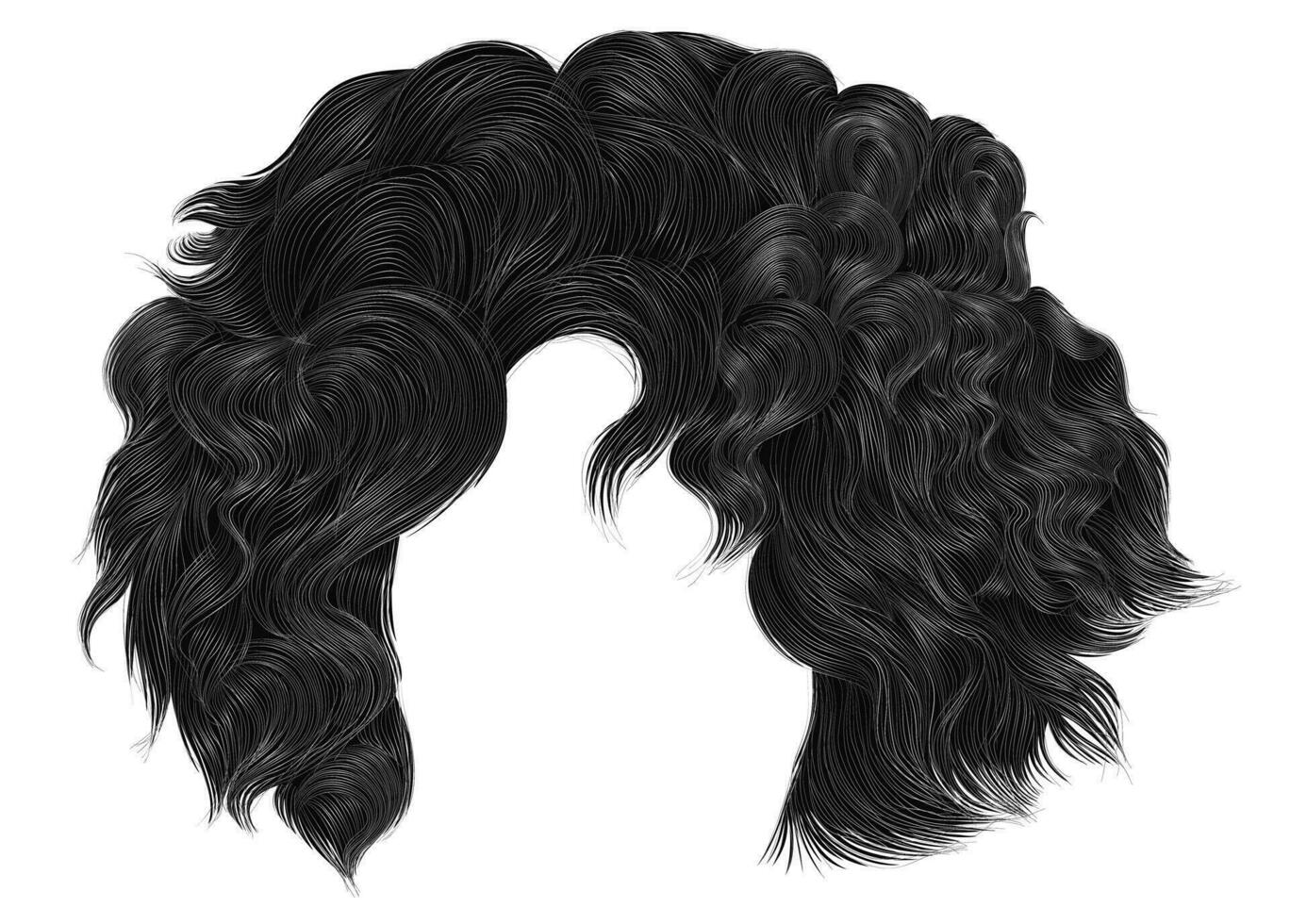 trendy woman hairs gray colors . beauty fashion . style curls . realistic 3d . vector