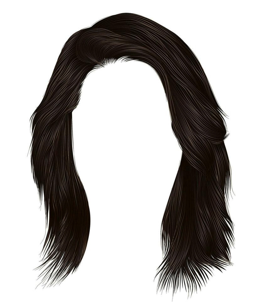 endy  woman  hairs  dark  brown   color . medium length . beauty style . realistic  3d . vector