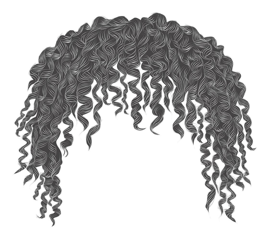 de moda Rizado despeinado africano gris pelo . realista 3d . Moda belleza estilo .unisexo mujer hombres.afro vector