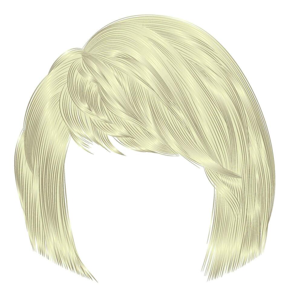 trendy  woman  hairs kare with fringe  . light  blond  colors . medium length . beauty style . realistic  3d . vector