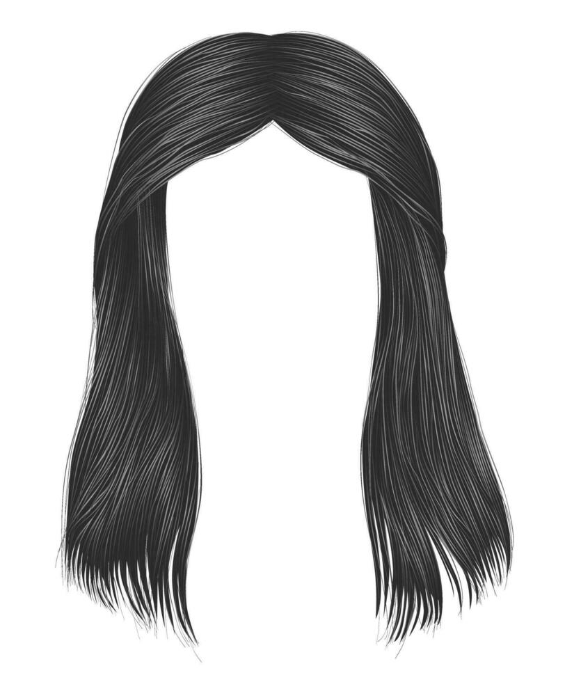 trendy woman long hairs gray colors .  beauty fashion .  realistic  graphic 3d vector