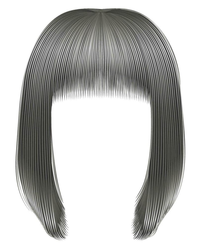 trendy hairs gray colors . kare fringe . beauty fashion vector