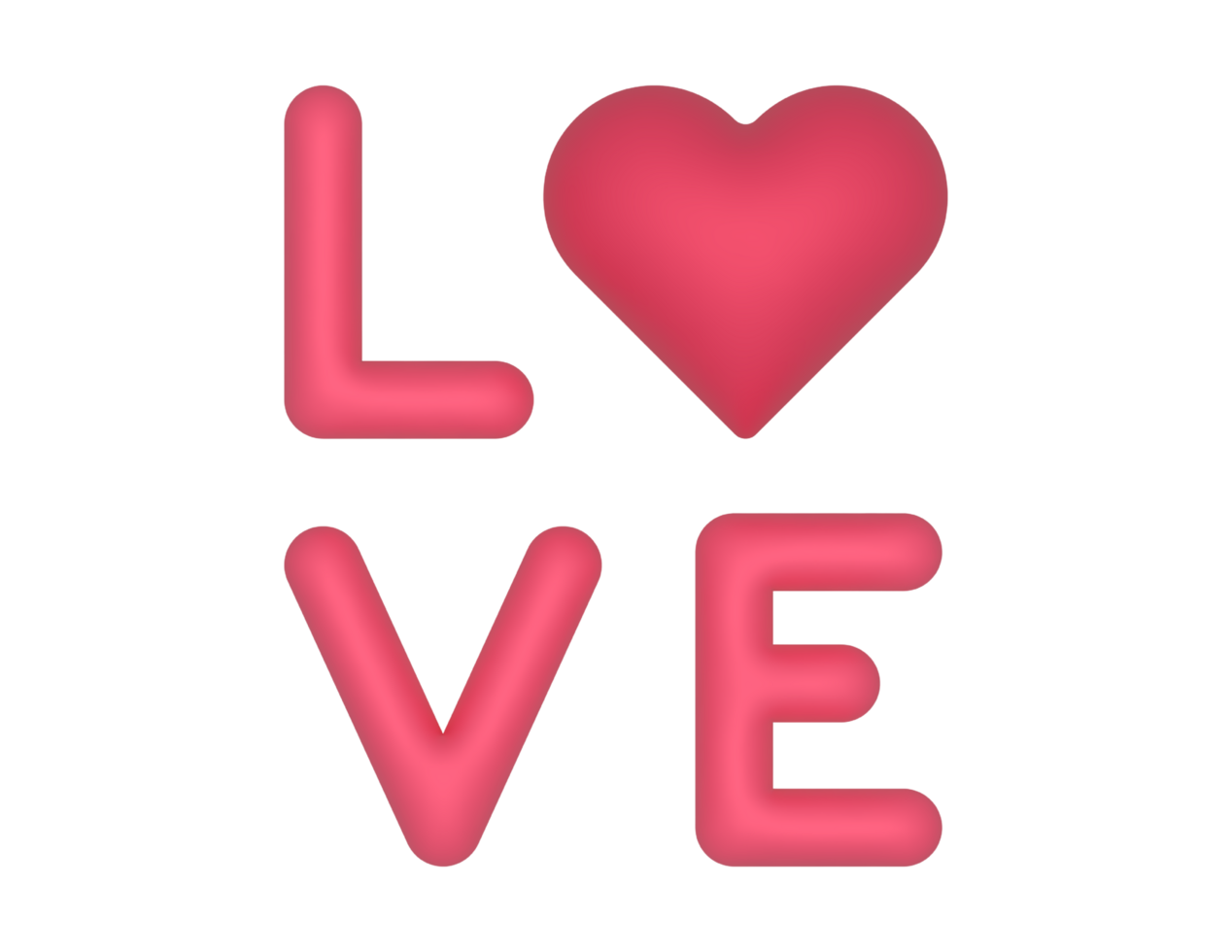 3D Love Word Message And Pink Heart on a transparent background png