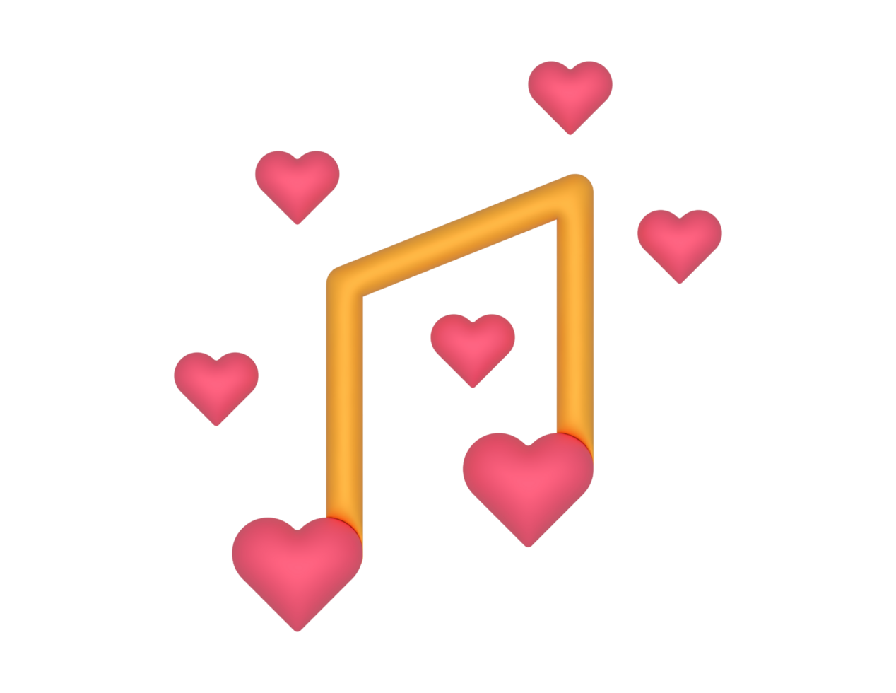 3d romantisch muziek- en Notitie Aan een transparant achtergrond png