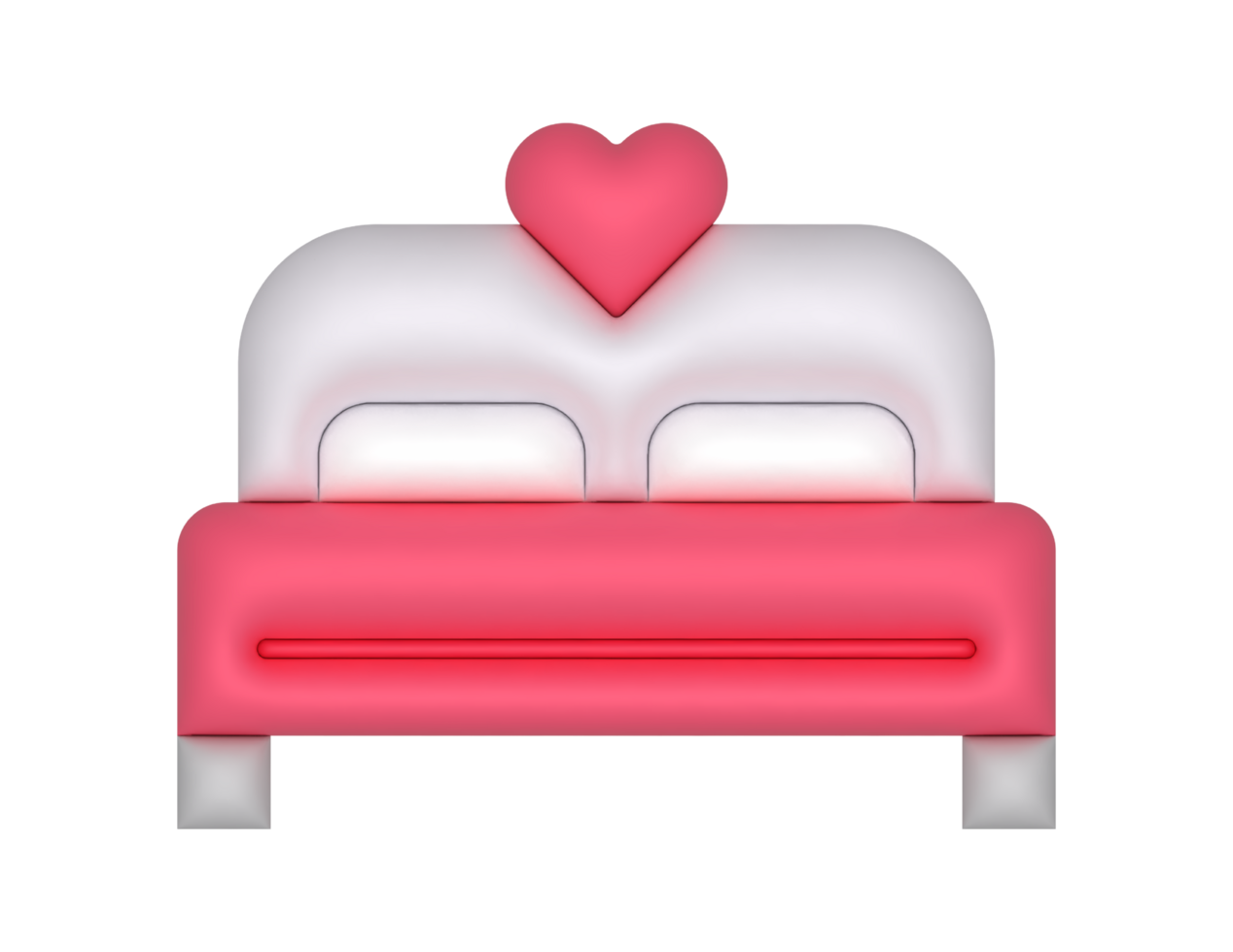 Honeymoon Bed And Pink Heart on a transparent background png