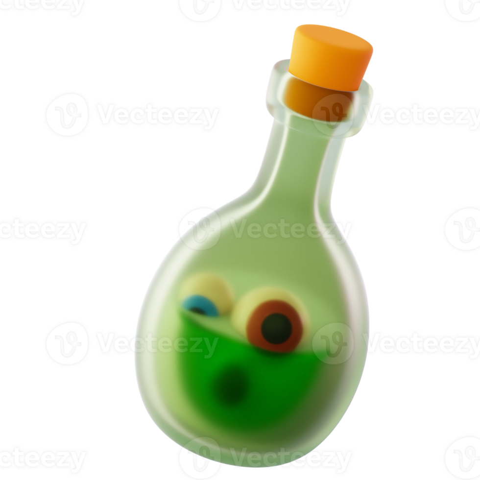 Bottle of Green Poison. Halloween element icon png