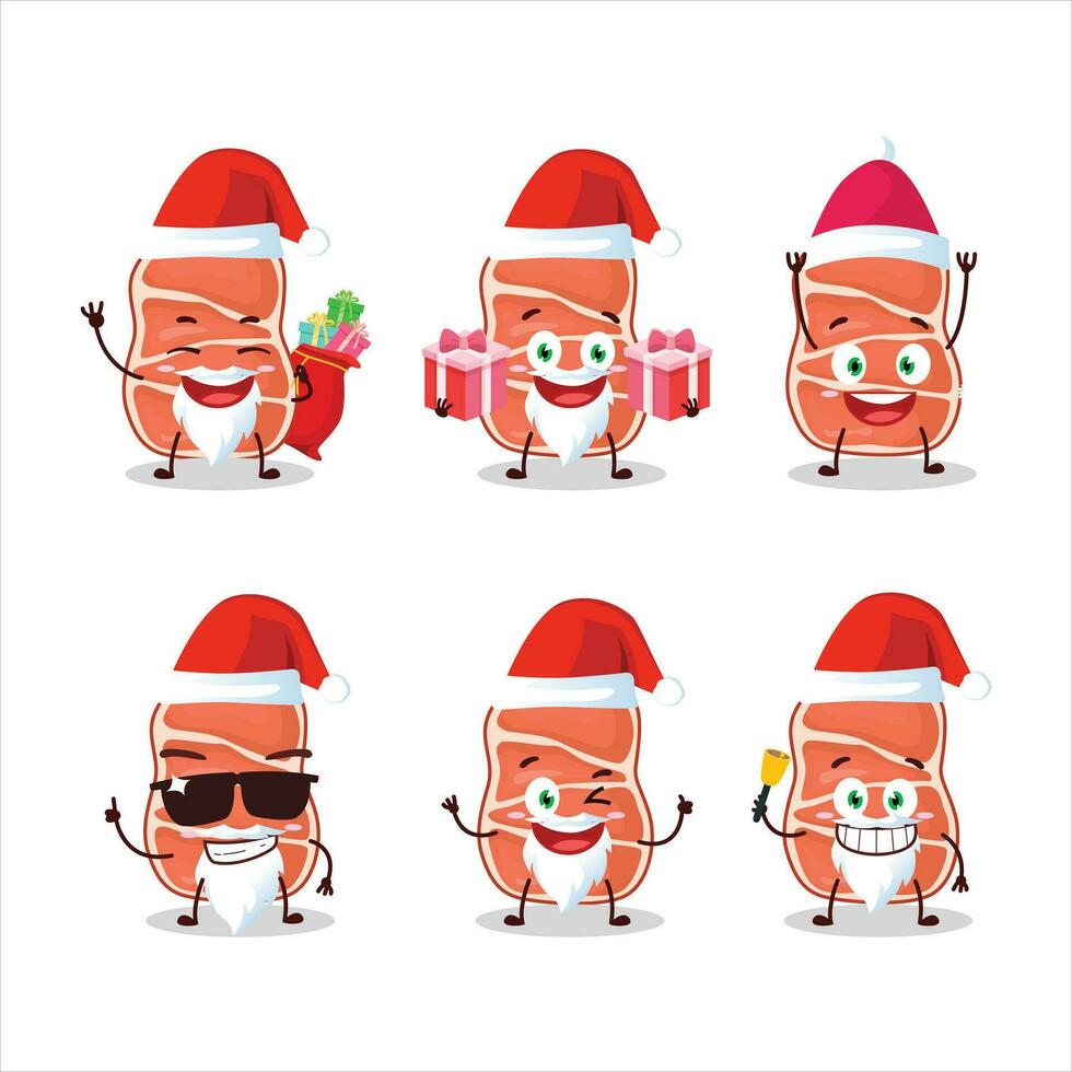 Papa Noel claus emoticones con fumar Cerdo dibujos animados personaje vector