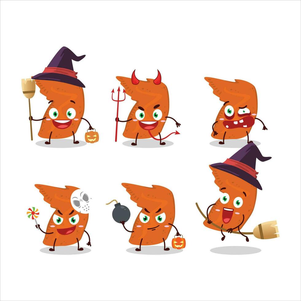 Halloween expression emoticons with cartoon character of chicken wings vector