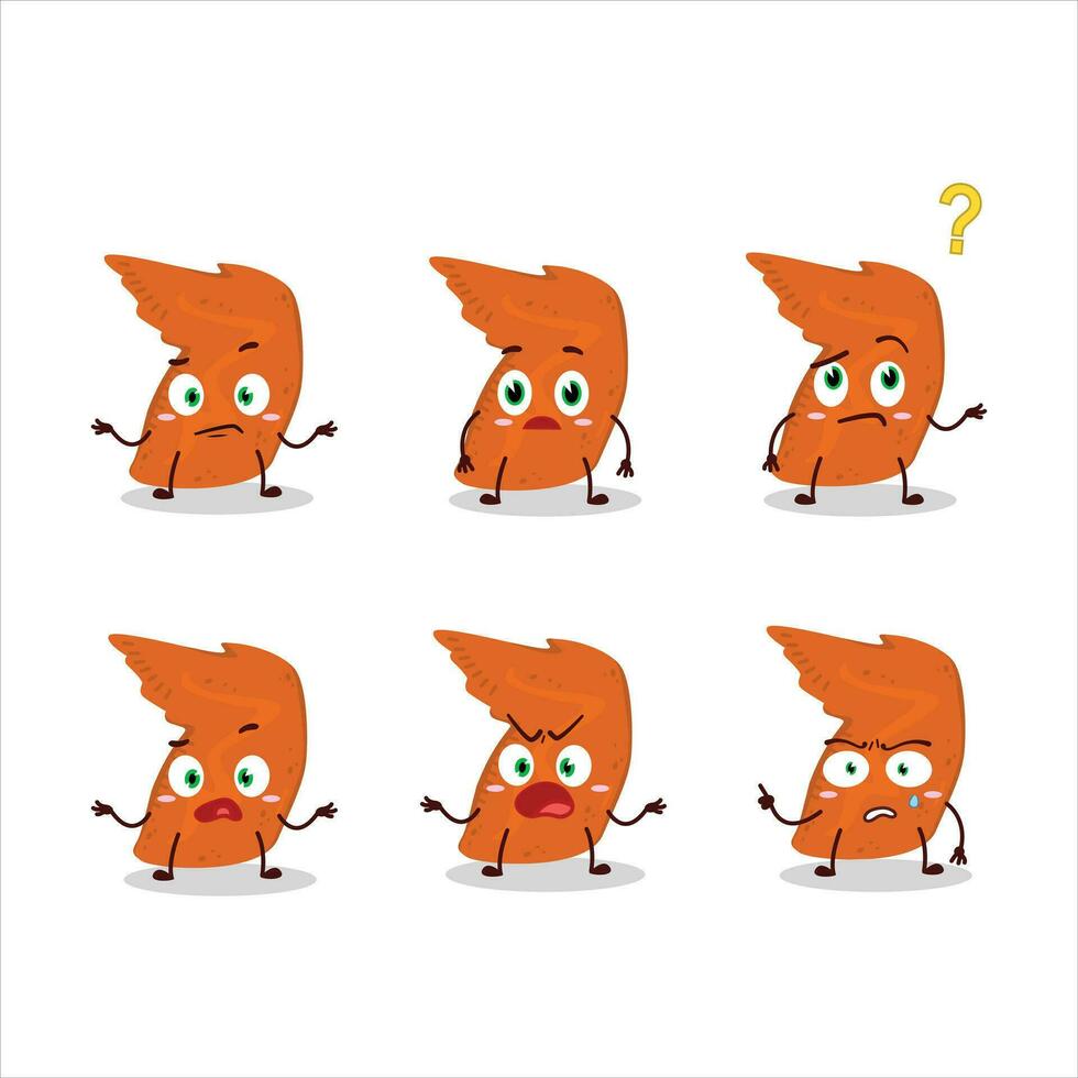 Cartoon character of chicken wings with what expression vector