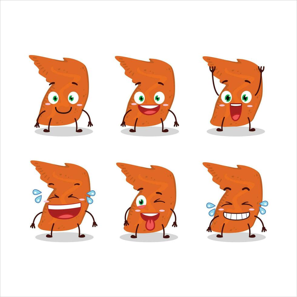dibujos animados personaje de pollo alas con sonrisa expresión vector