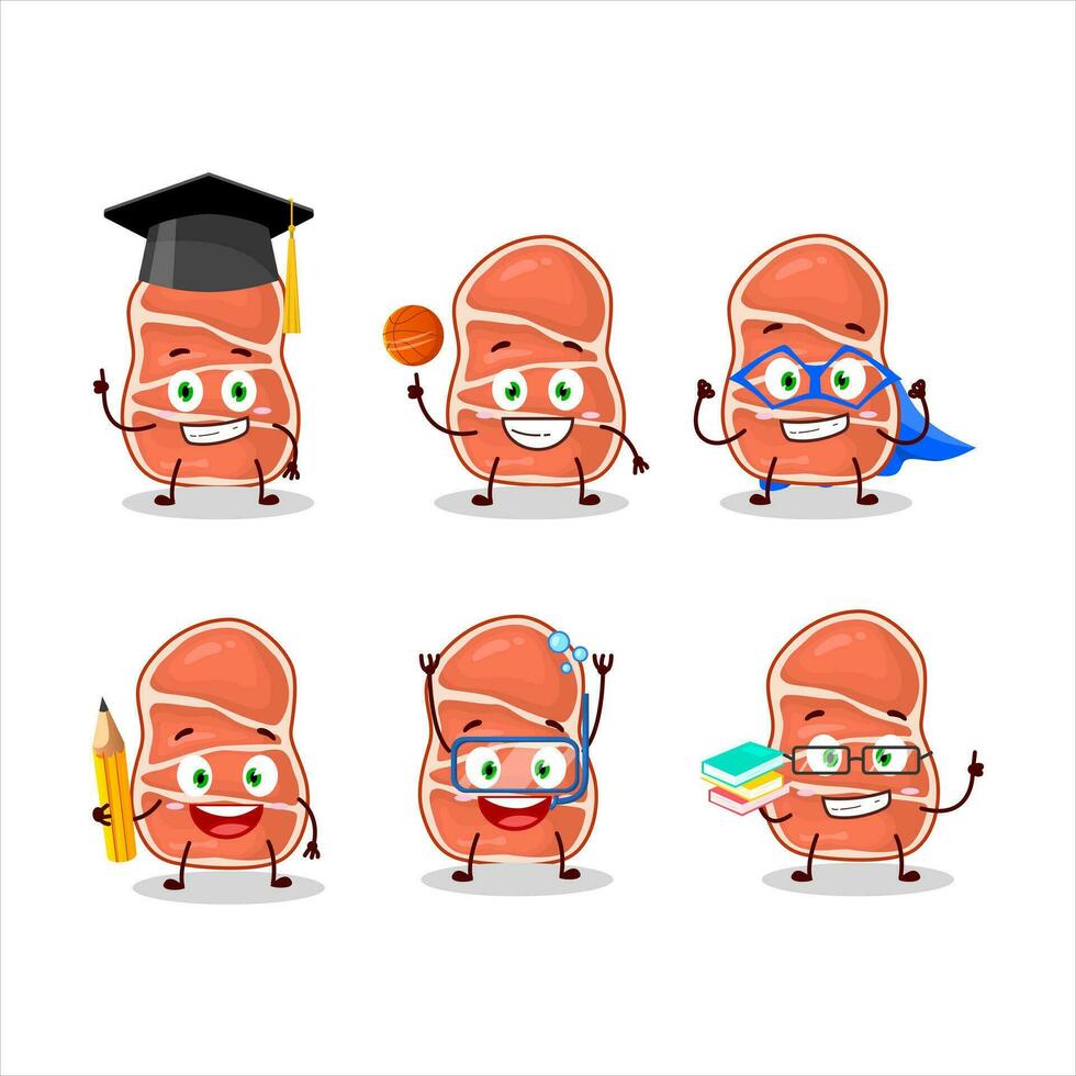 colegio estudiante de fumar Cerdo dibujos animados personaje con varios expresiones vector
