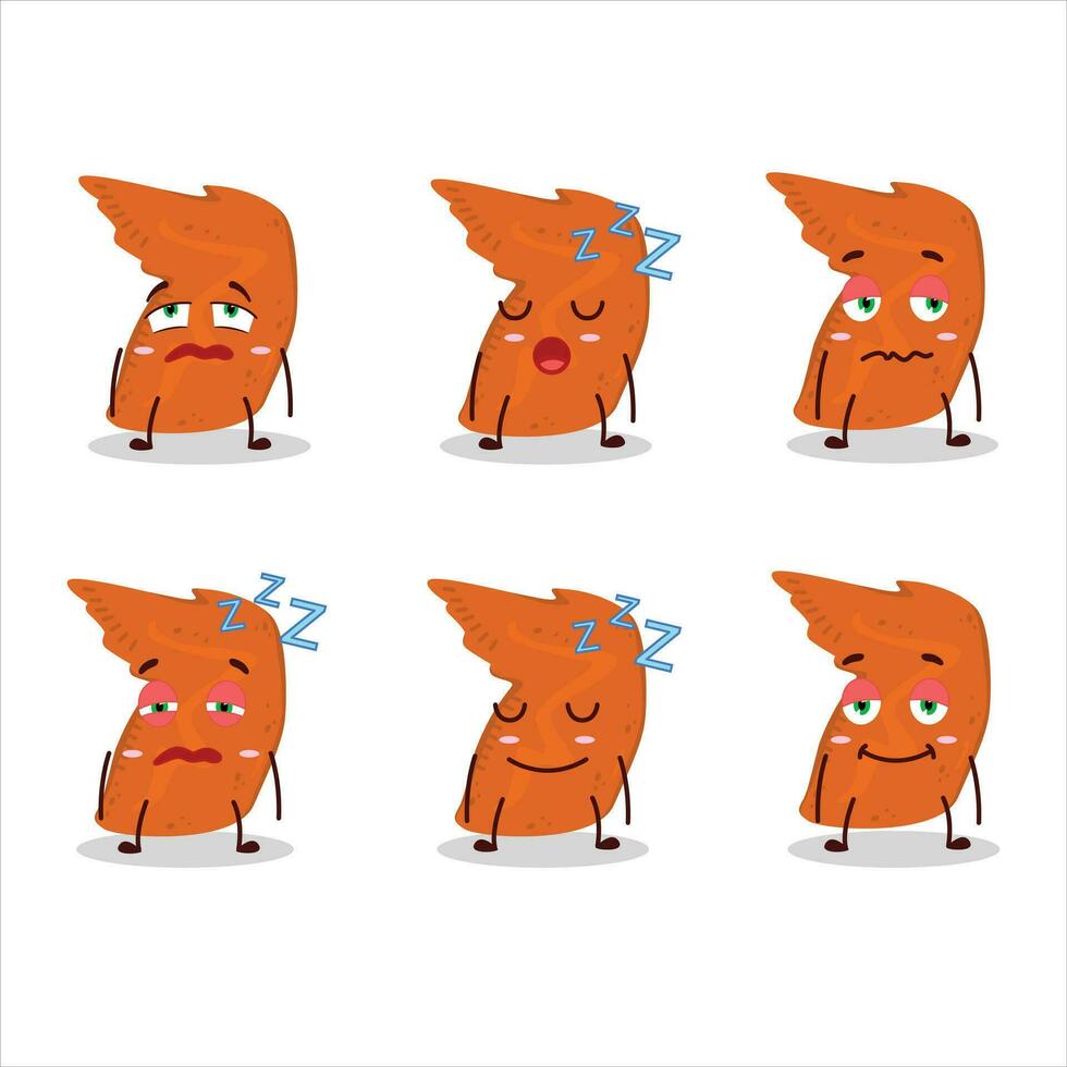 Cartoon character of chicken wings with sleepy expression vector