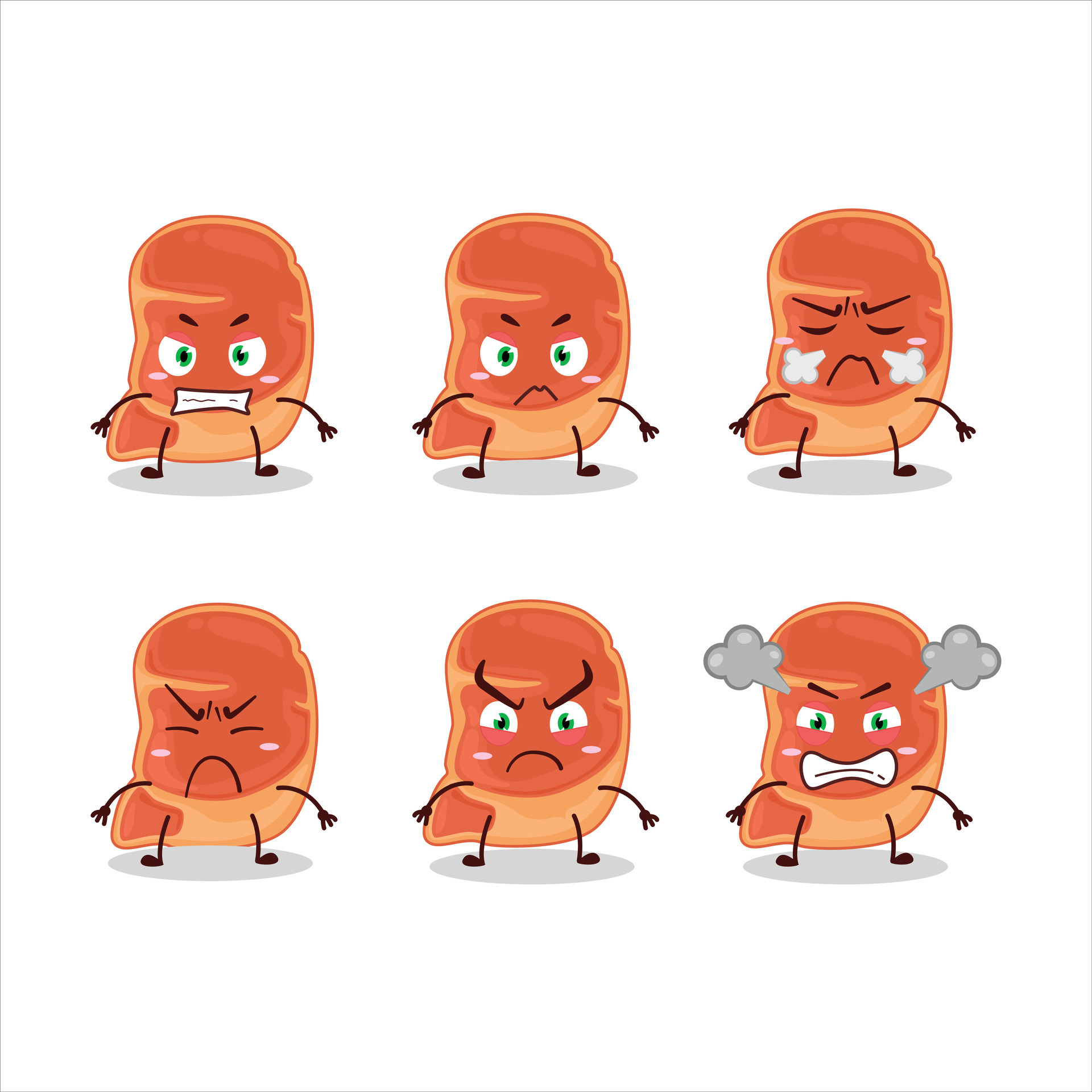 Steak cartoon character with various angry expressions 29338176 Vector