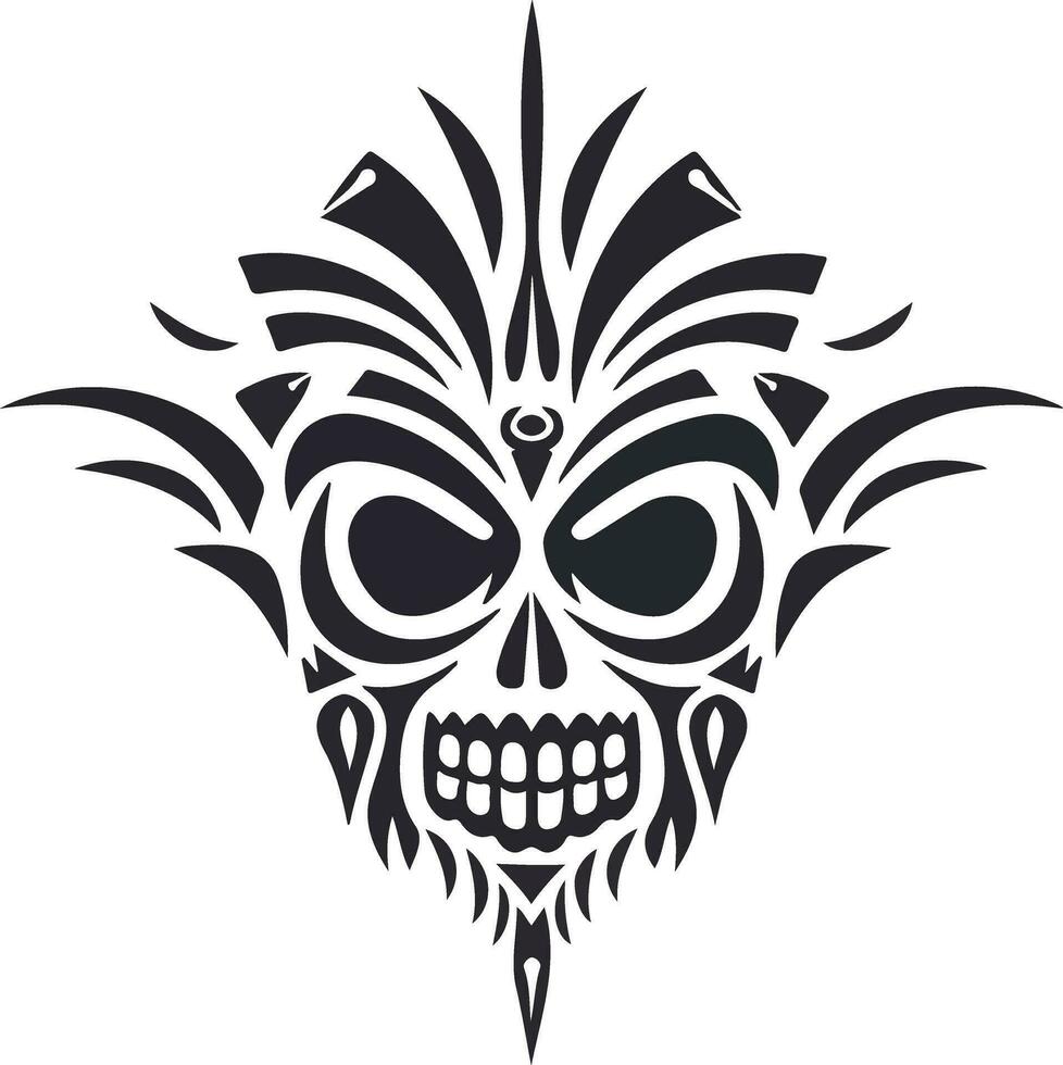 cráneo con tatuaje vector ilustración estilo