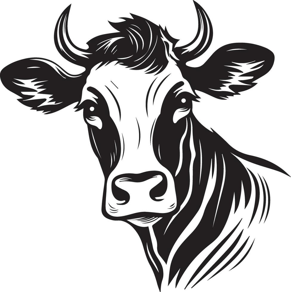 vaca cabeza vector ilustración silueta logo