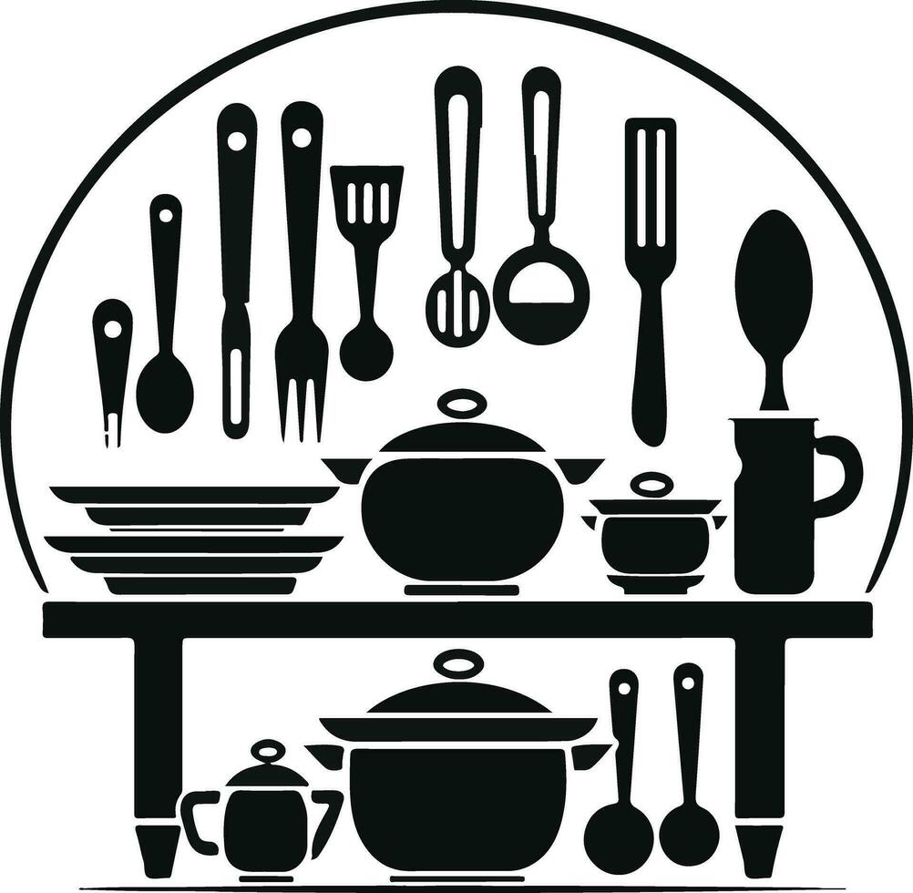 silhouette logo kitchen equipment vector illustration