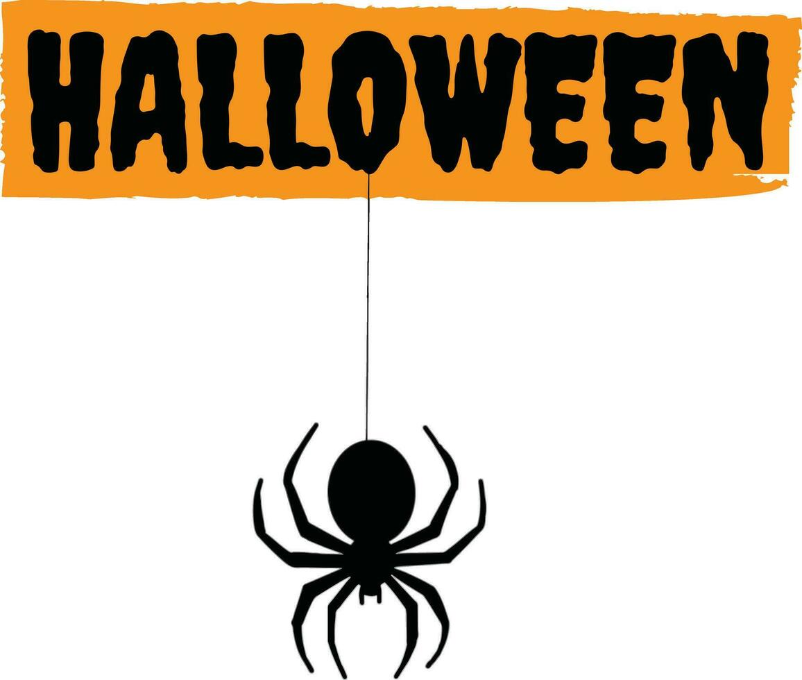 Spiders hanging on letters Halloween vector