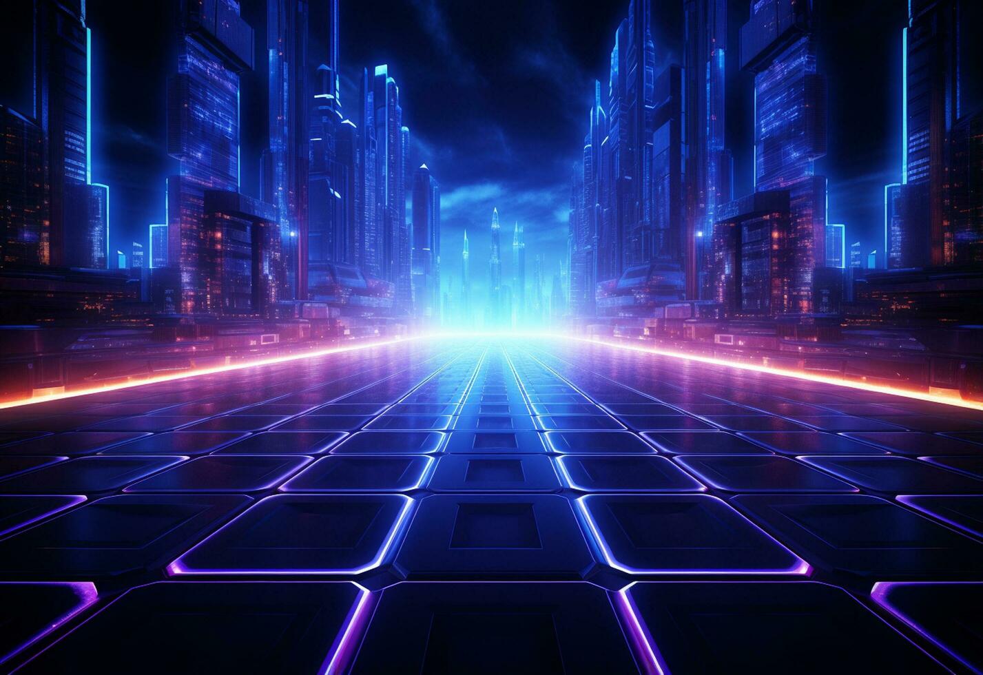 Ai Generative Neon illuminated futuristic backdrop realistic image, ultra hd, high design very detailed photo