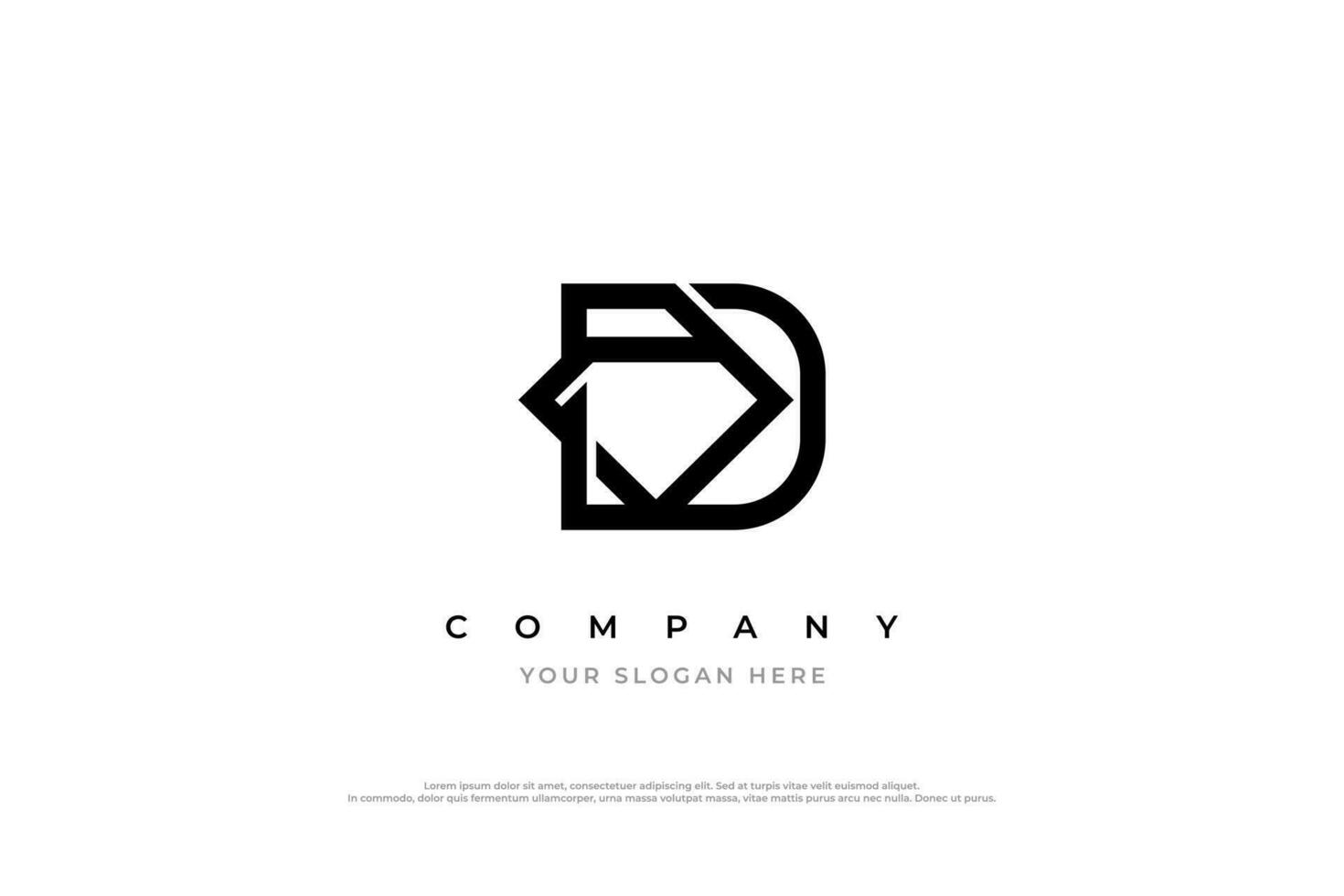 sencillo diamante letra re logo diseño vector
