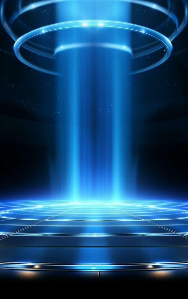 Ai generative Backdrop With Illumination Of blue Spotlights For Flyers realistic image ultra hd high design photo