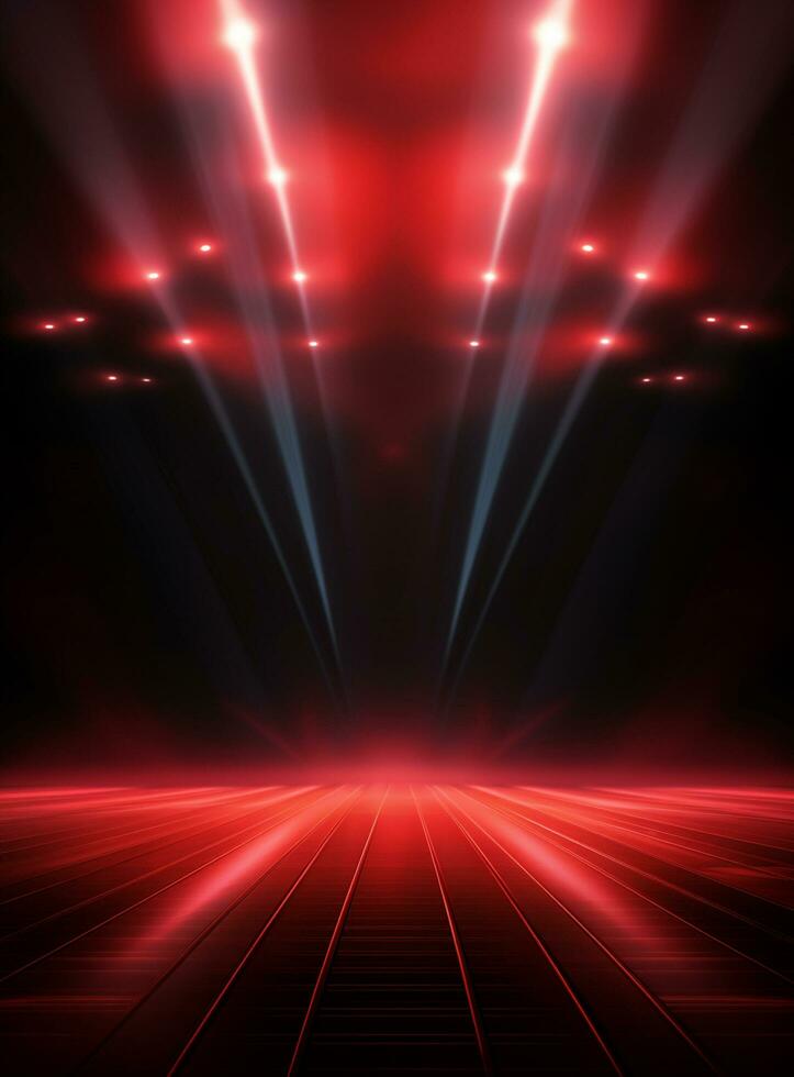 Ai generative Backdrop With Illumination Of Red Spotlights For Flyers realistic image ultra hd high design photo