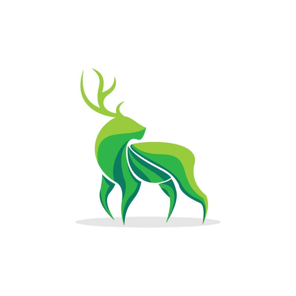 ciervo verde logo diseño vector