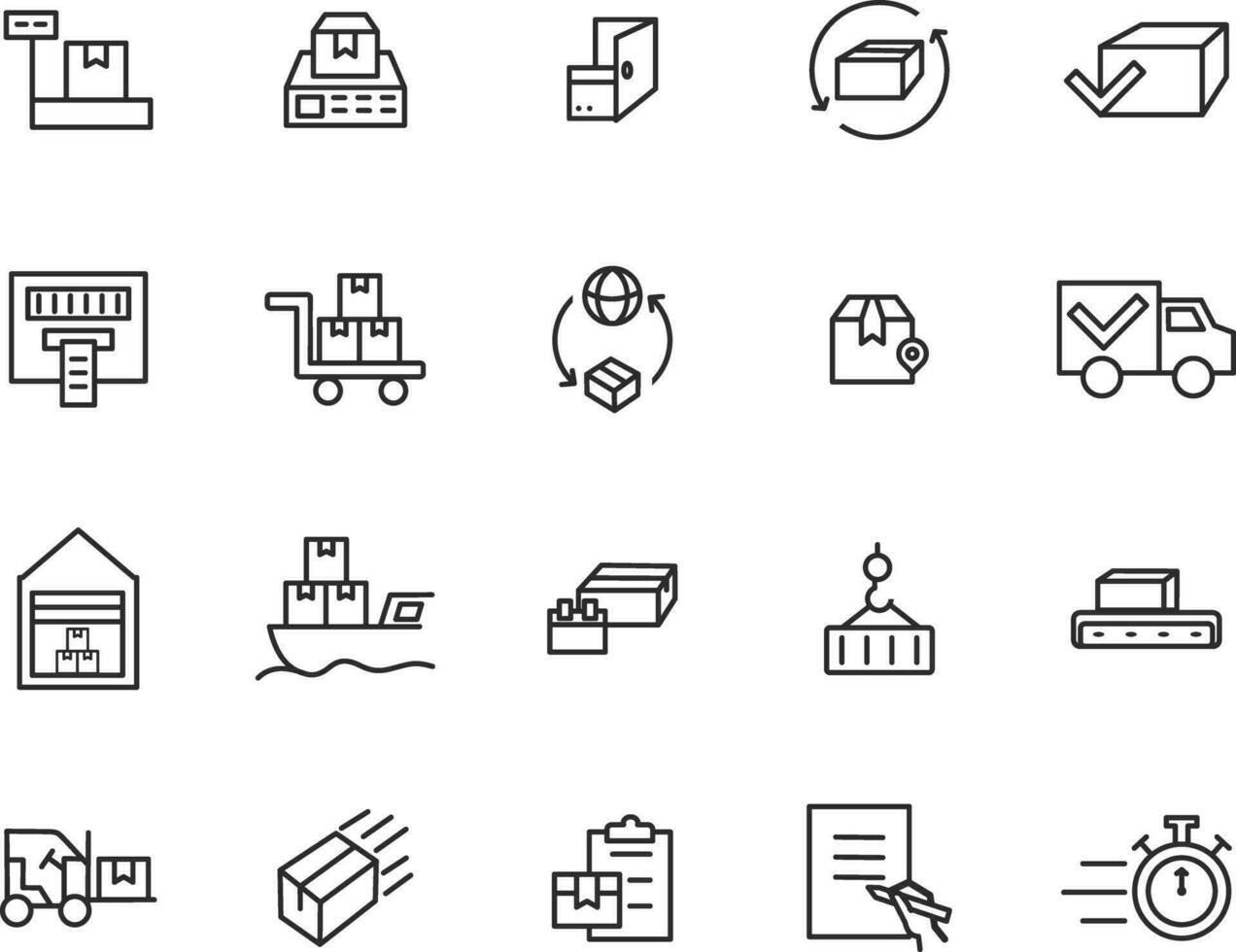 Delivery line icons set. Shipping cargo icon collection. Vector