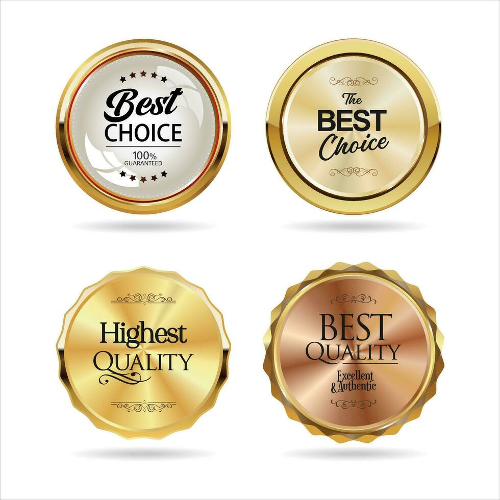 Premium quality gold black and red badge collection vector