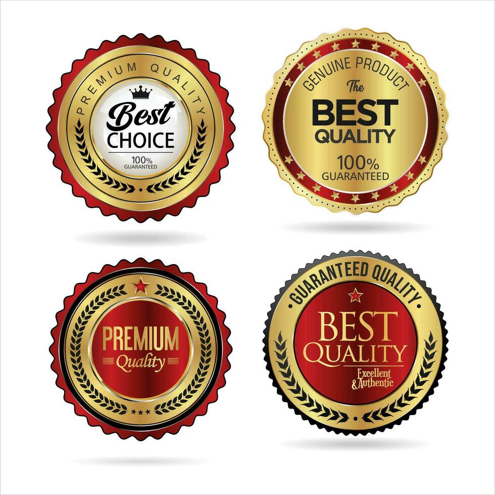Premium quality gold black and red badge collection vector
