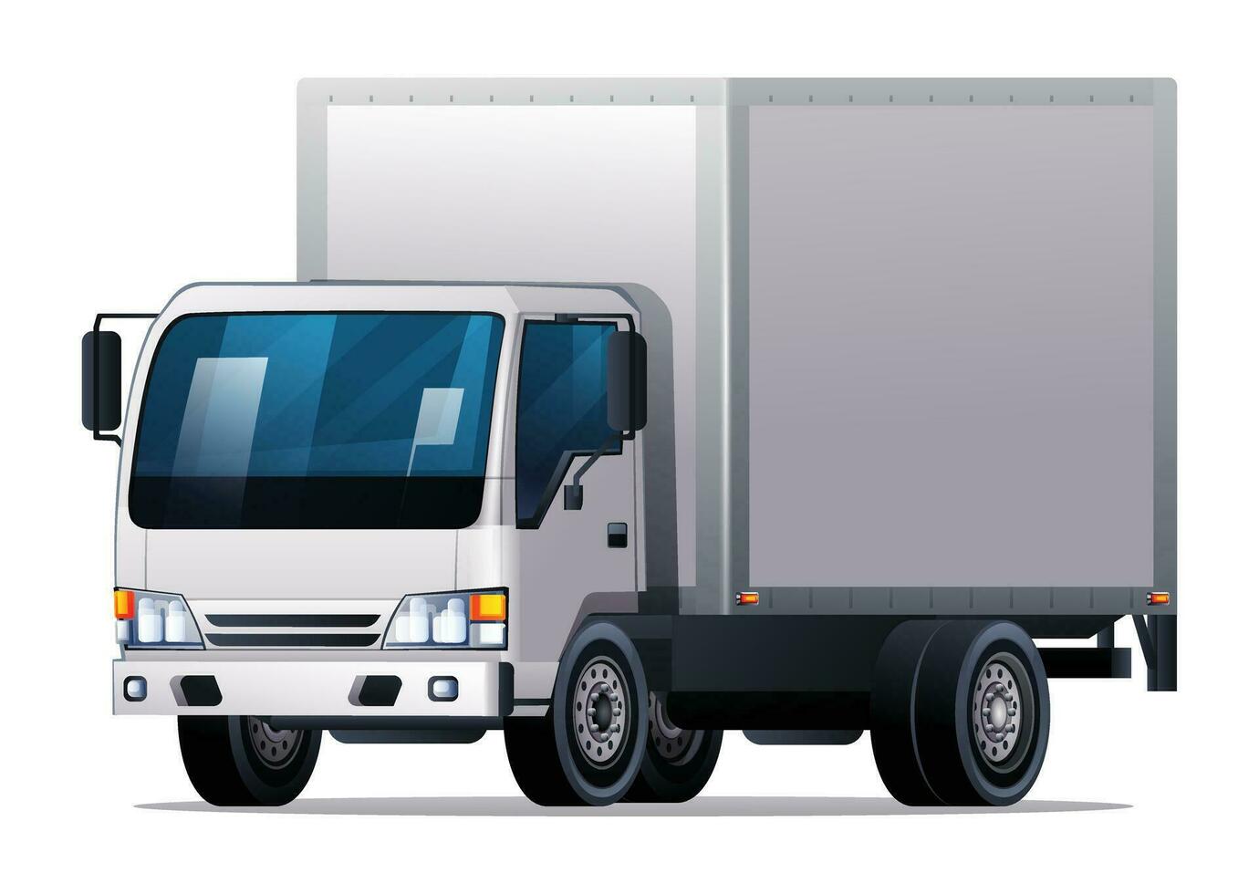 Box truck vector illustration. Cargo delivery truck isolated on white background