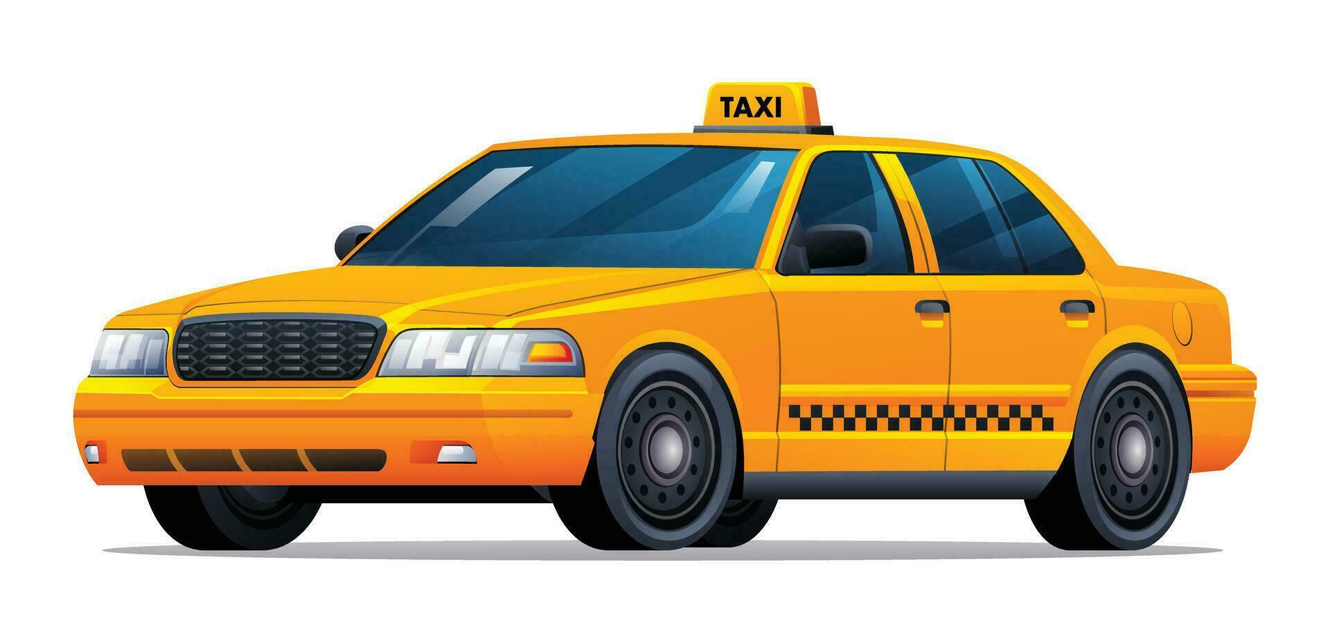 Yellow taxi car vector illustration isolated on white background