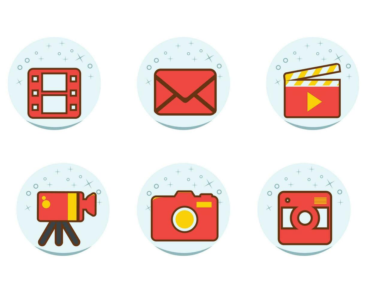 filmmaking icon set, modern flat design vector