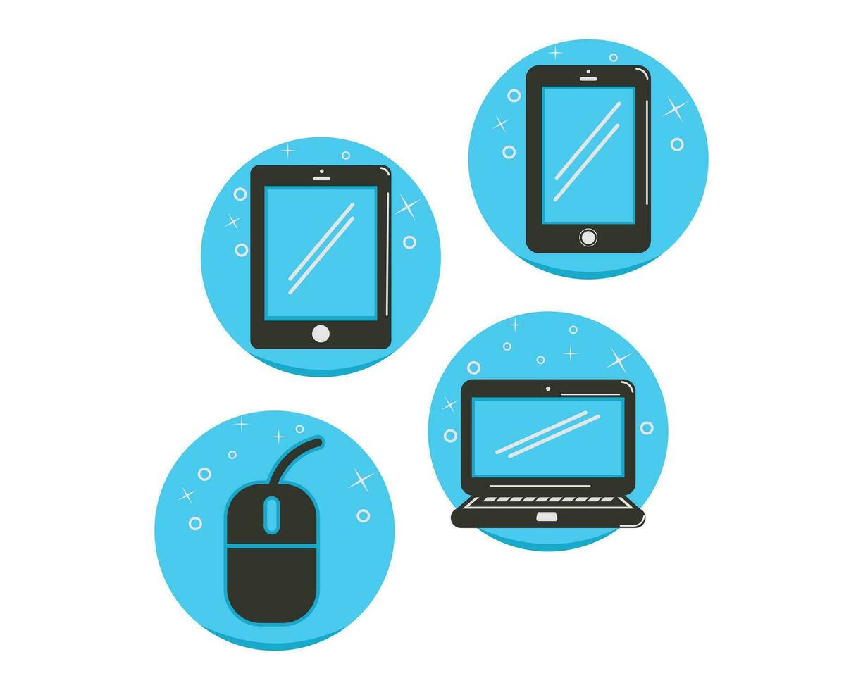gadget icon set, modern flat design vector