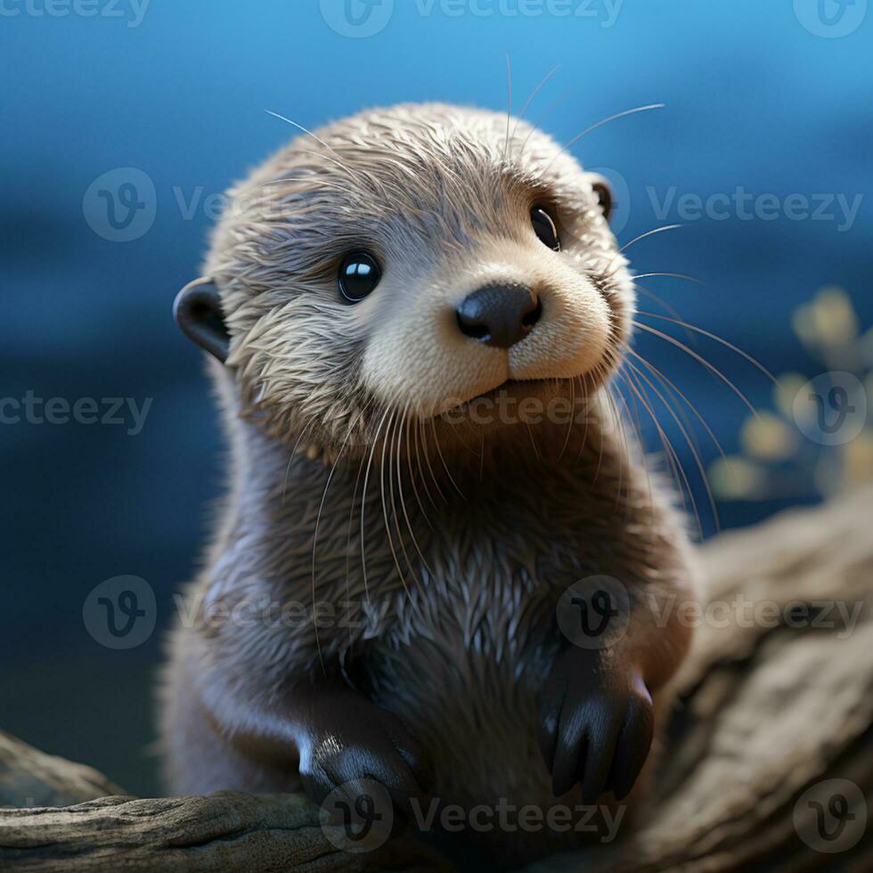 there is a small otter that is sitting on a branch. generative ai. photo