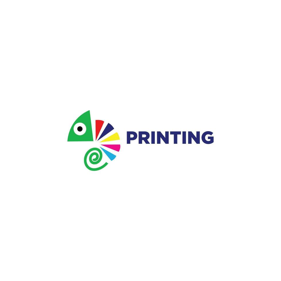 camaleón impresión logo diseño ilustración vector