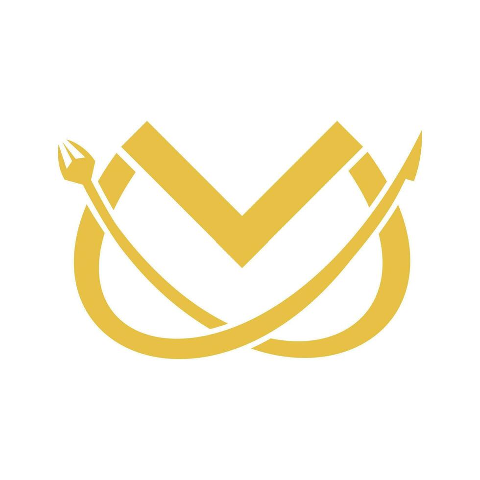 letter M for steak resto logo vector