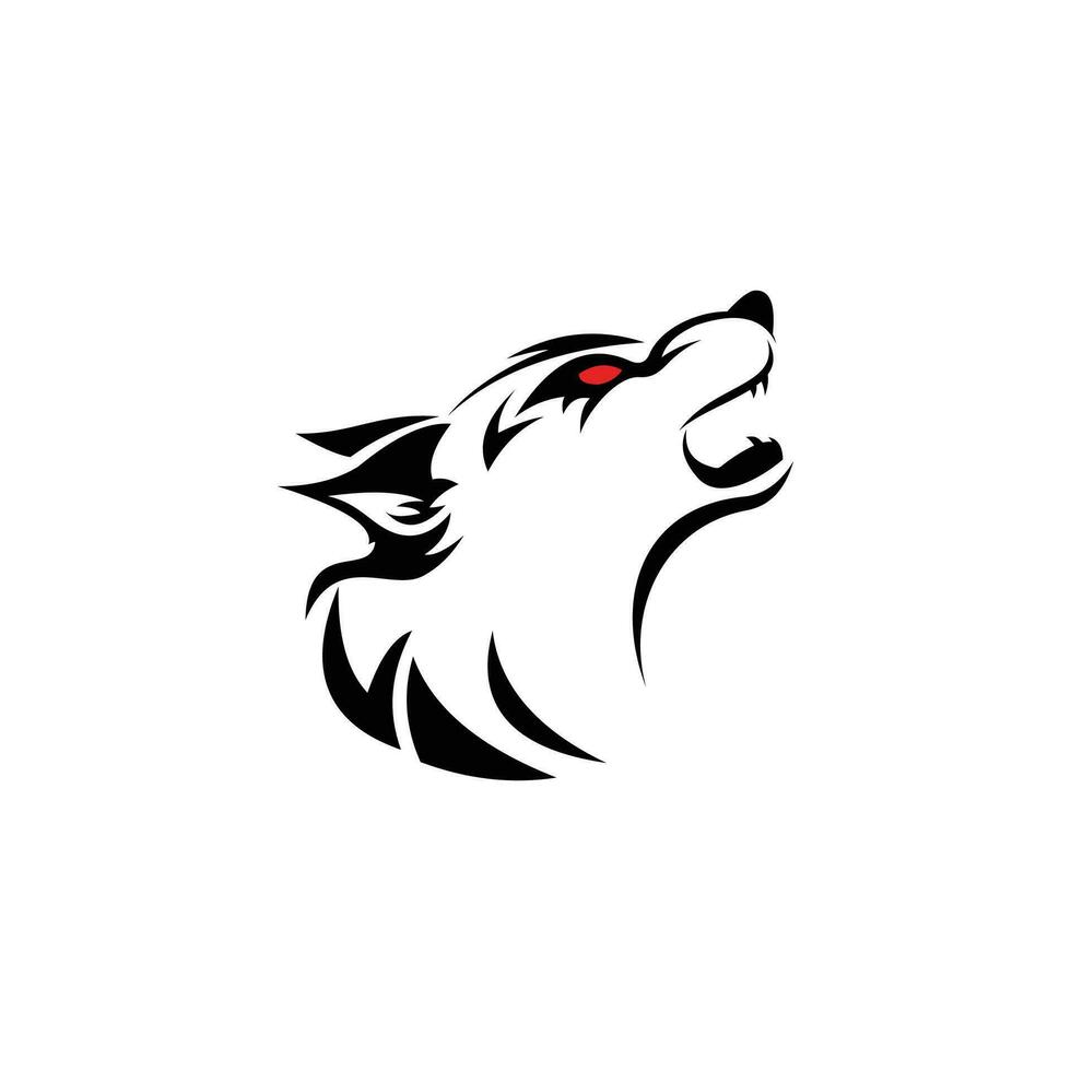 inspiración para el diseño del logotipo de la cara feroz del lobo salvaje vector