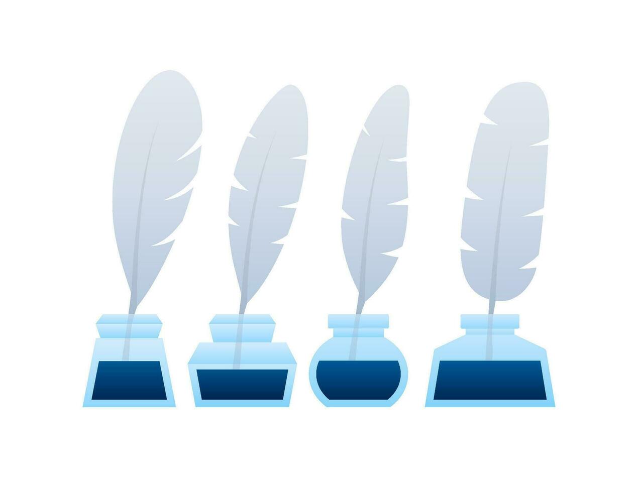 Quill and Ink Icon. Duck feather pen. Vector stock illustration.