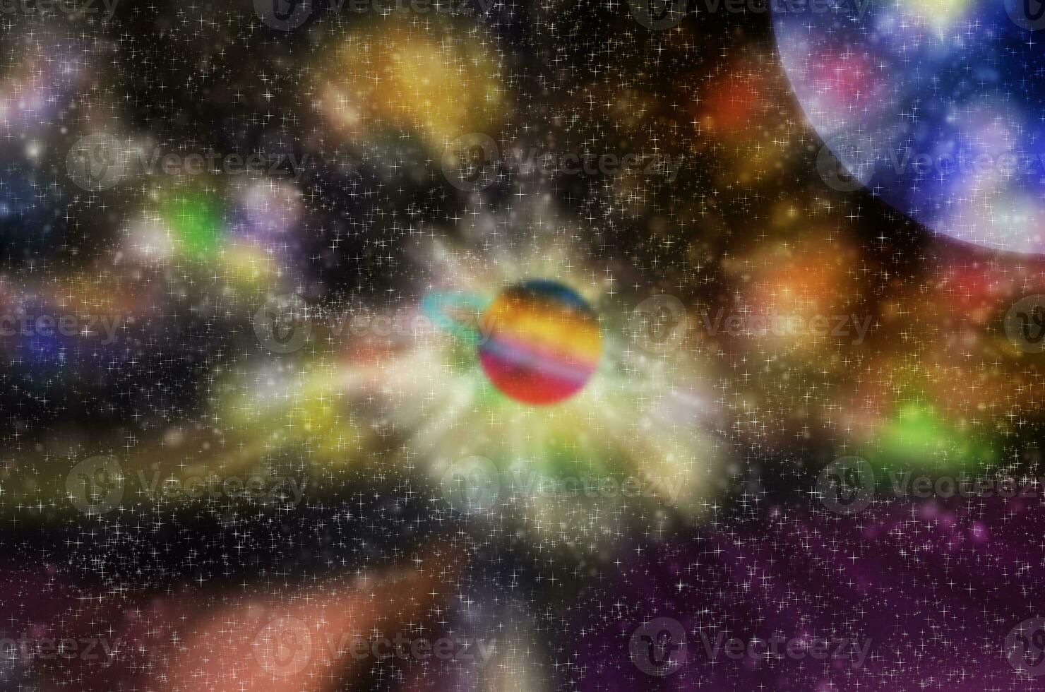 Abstract Galaxy Blurry Bokeh Background for Texture With Copy Space. photo