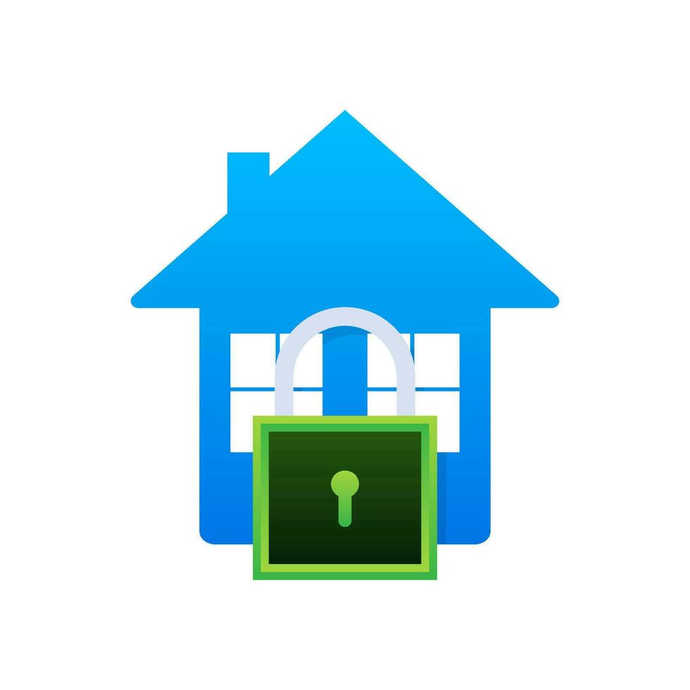 Home Security. Smart house icon, label. Vector stock illustration
