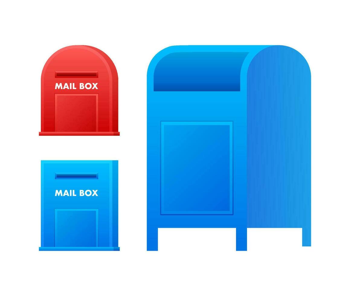 Set Mail box, post mailbox. Vector stock illustration.