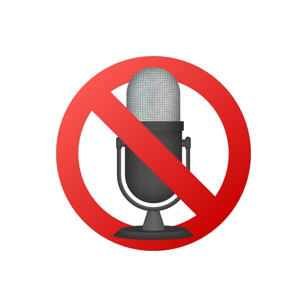 No recording sign. No microphone sign on white background. Motion graphics 4k vector