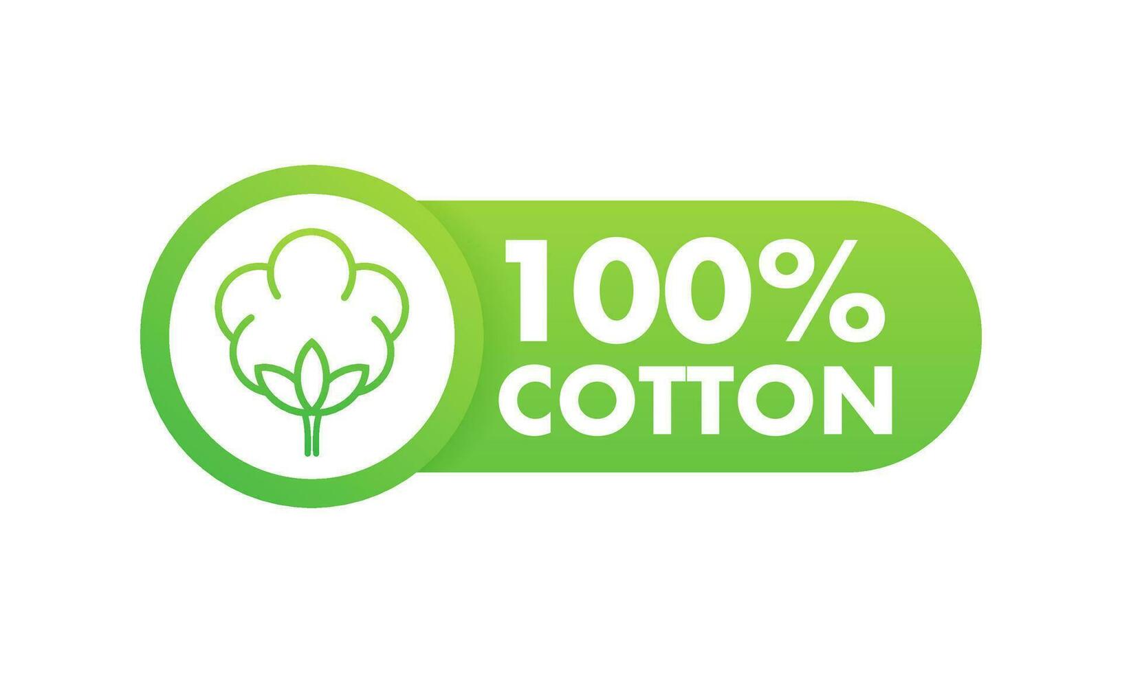 100 cotton label. Natural fiber sign. Vector stock illustration.