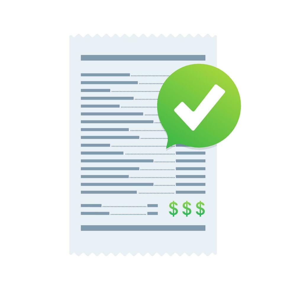 Success approved payment check mark. Vector stock illustration.