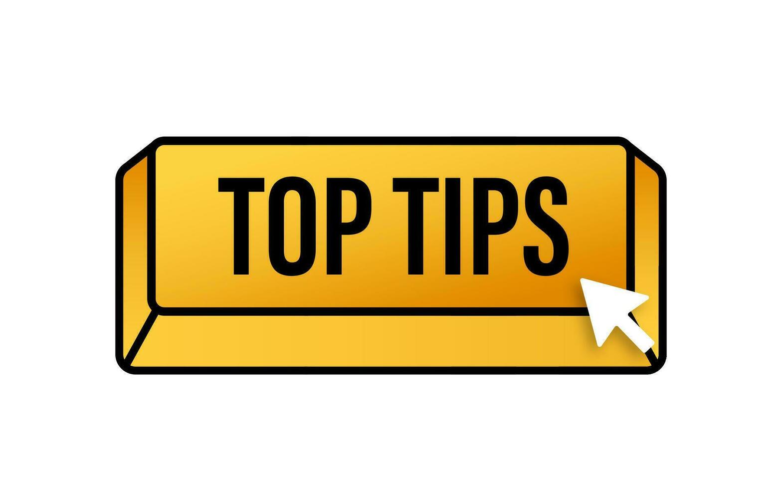 Push button with text Top tips. Motion graphics 4k vector