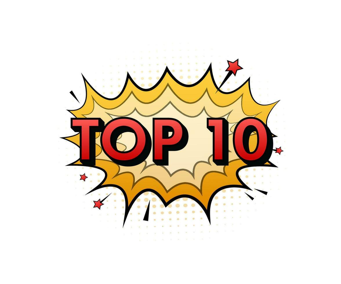 Comic speech bubbles with text top 10. Neon itch icon. Symbol, sticker tag, special offer label, advertising badge. Motion graphics . 4k vector