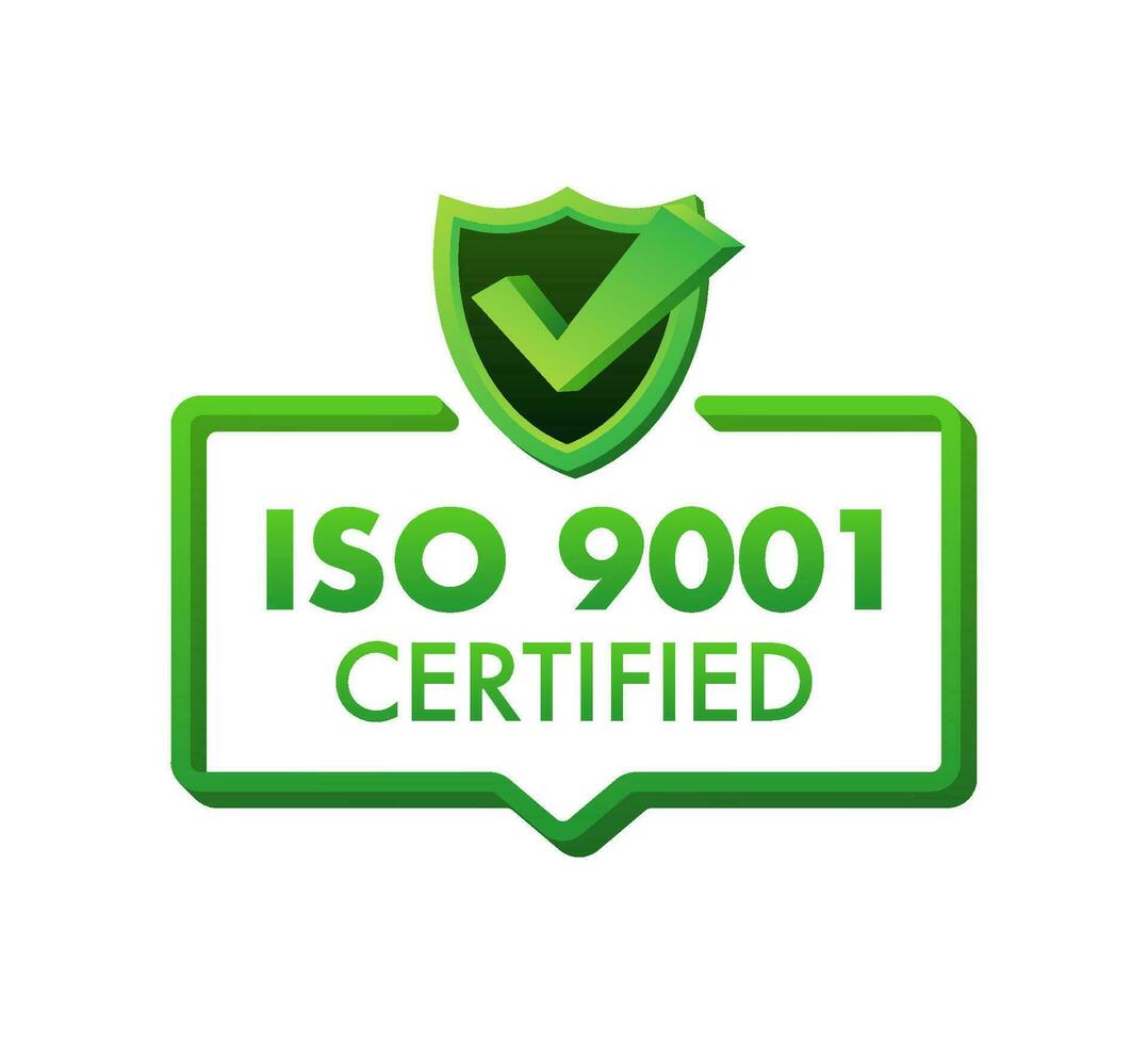 ISO 9001 Certified badge, icon. Certification stamp. Flat design Motion graphics 4k vector