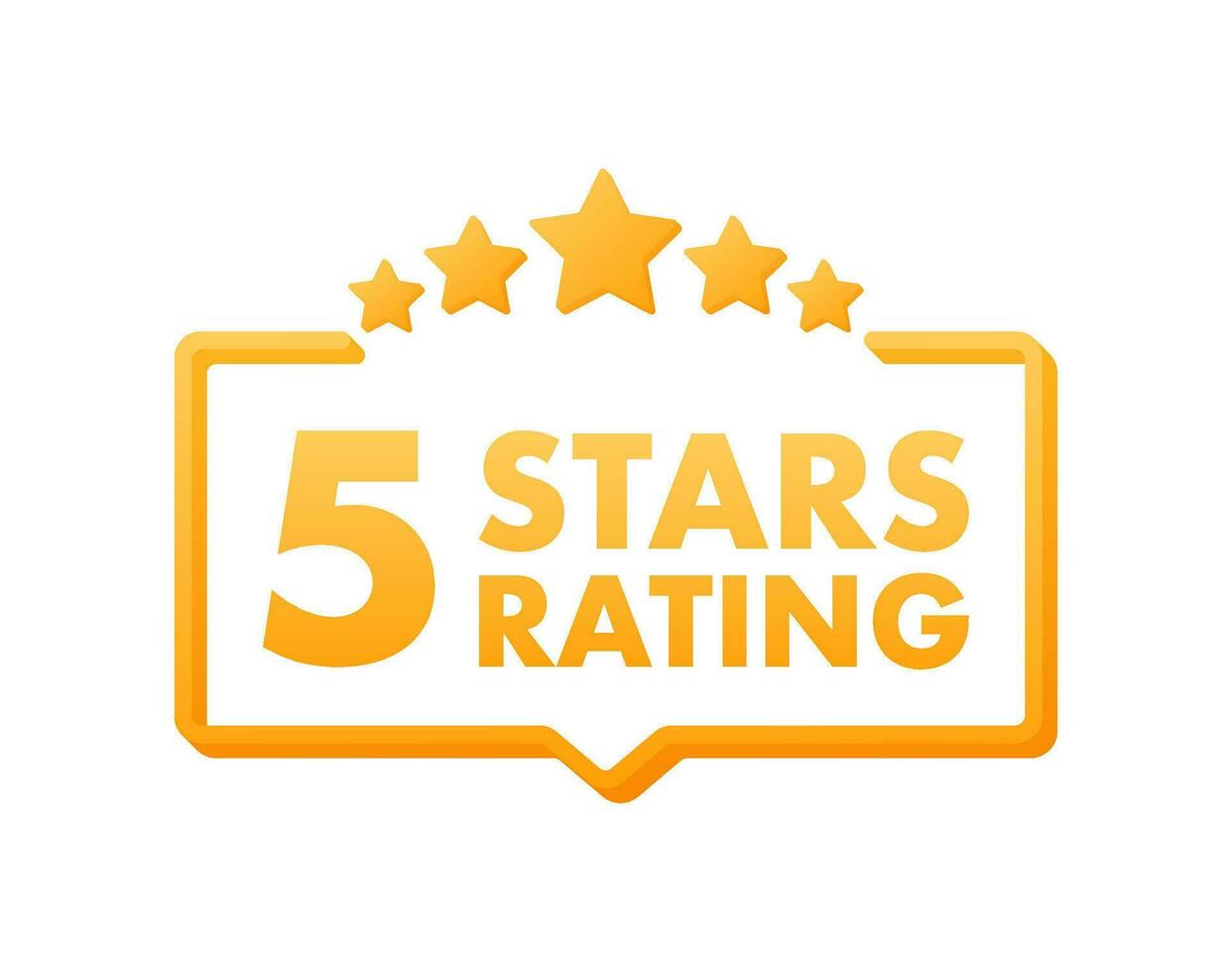 5 star rating. Badge with icons on white background. Vector illustration.