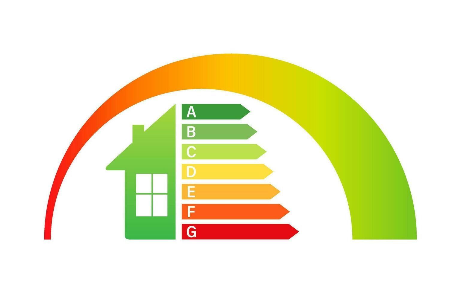 Energy chart for concept design. Energy efficiency icon. Chart concept. Vector stock illustration.