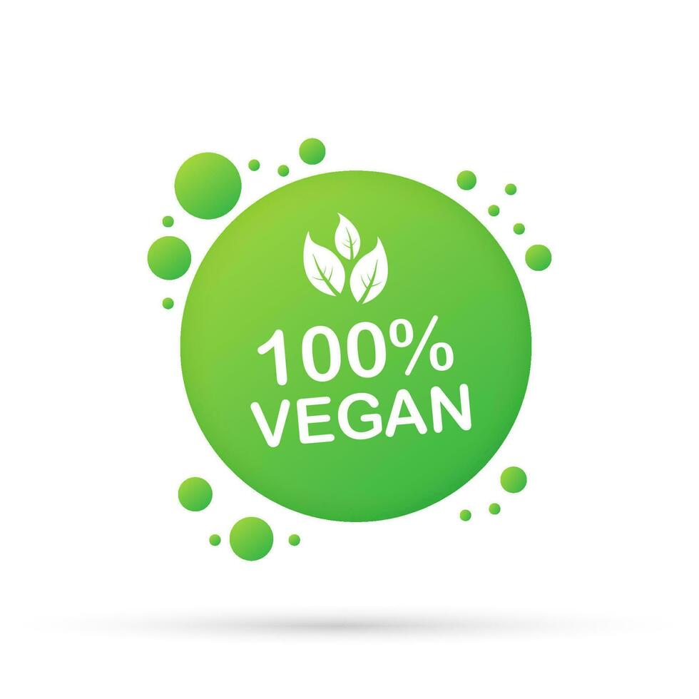 100 vegan icon design. Green vegan friendly symbol. Vector stock illustration.